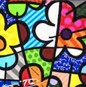 oeuvre de Roméro britto, fleurs colorées