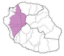 carte de la Réunion mise en avant des hauts de l'ouest