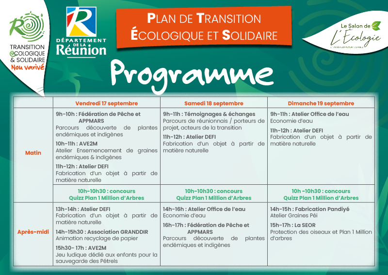 Programme du stand