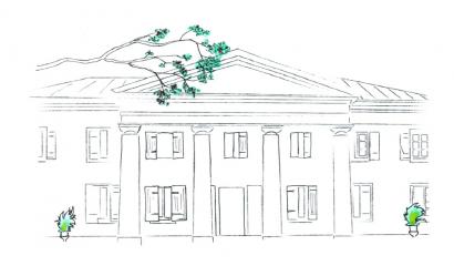 dessin de la façade du muséum d'histoire naturelle de la réunion