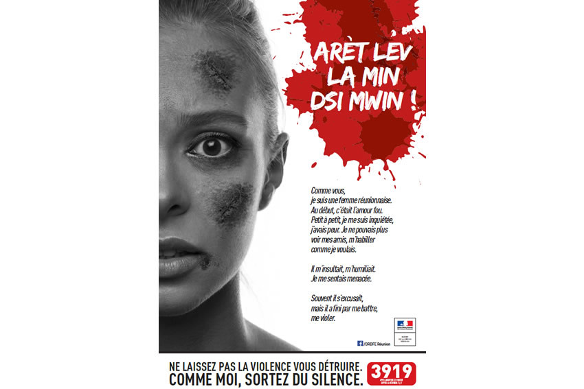 affiche de la campagne Ne laissez pas la violence vous détruire