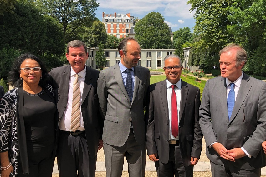 le Premier Ministre, Edouard Philippe, Cyrille Melchior et les élus du Département