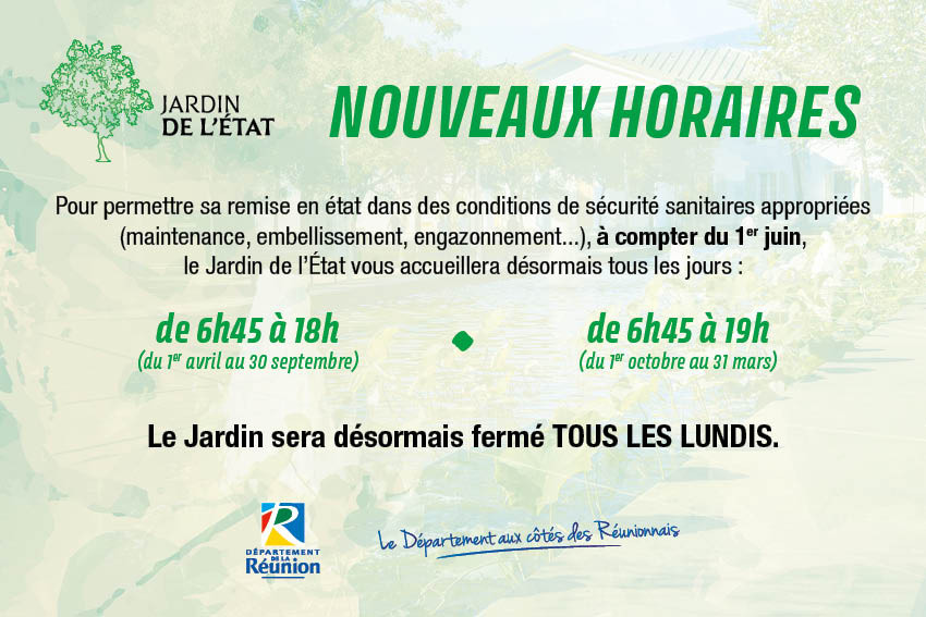 Nouveaux Horaires Du Jardin De L Etat 2020