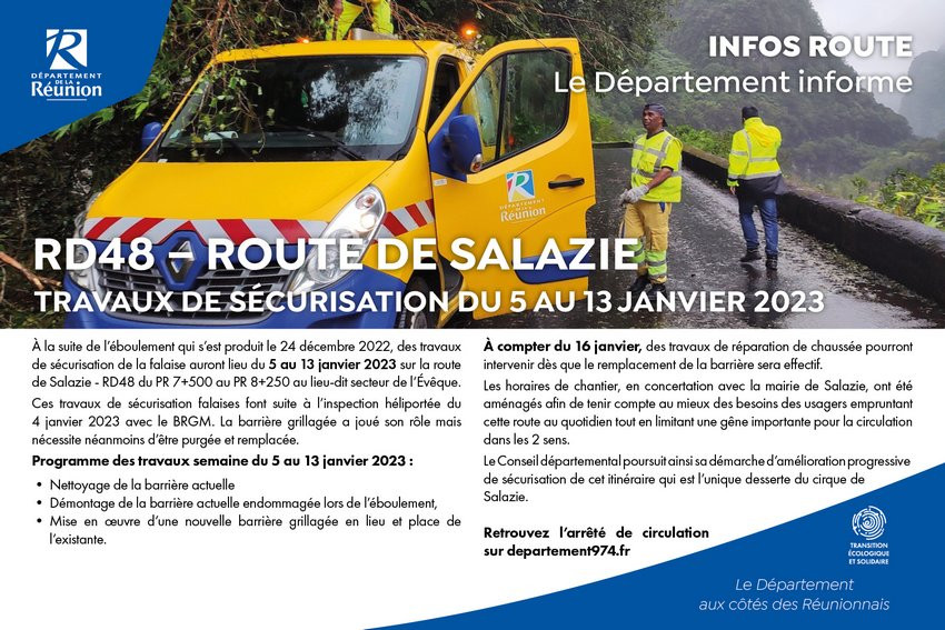 RD 48 Route de Salazie : sécurisation du 5 13 janvier 2023
