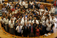 photo de groupe dans l'hémicycle du Département