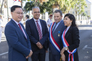 CHEN Zhihong Consul général de Chine, Cyrille Melchior Président du Conseil départemental, Michel Dennemont Sénateur et la Sénatrice Nassimah Dindar