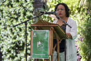 Marie-Lyne SOUBADOU Vice-Présidente du Département, prononce un discours au micro