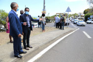 Visite avec Cyrille MELCHIOR, Président du Conseil Départemental et Bruno DOMEN, Le Maire de St-Leu sur le futur carrefour du bricoleur  / CD11